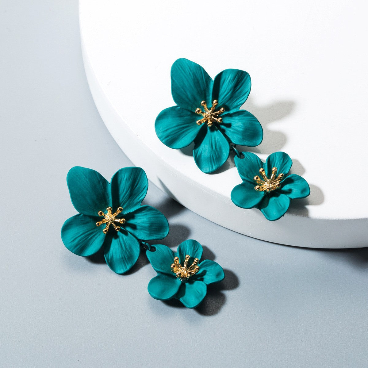 Trendy Floral Drop Earrings Alloy Geometric Jewelry