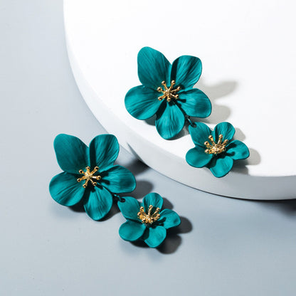 Trendy Floral Drop Earrings Alloy Geometric Jewelry