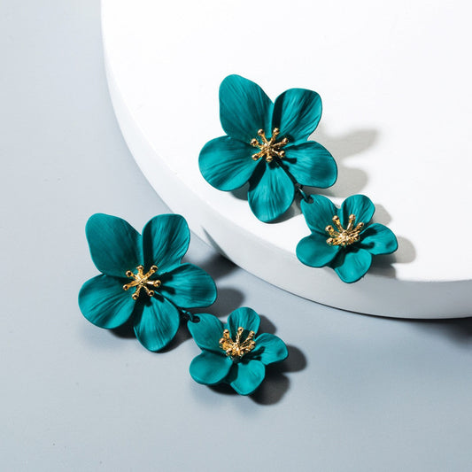Trendy Floral Drop Earrings Alloy Geometric Jewelry