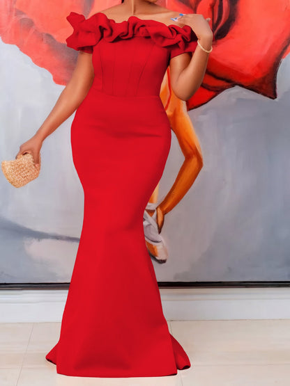 Elegant Off-Shoulder Mermaid Maxi Dress Casual Gown
