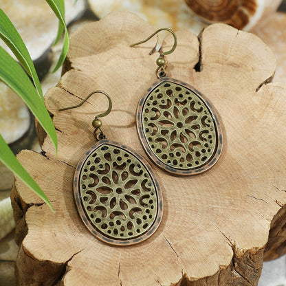 Vintage Ethnic Style Creative Brown Earrings with Turquoise Tassels