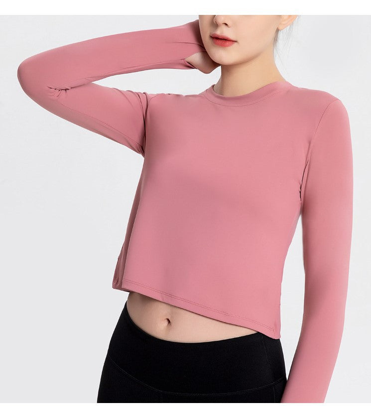 Sports Yoga Wear Women'S Loose Slimming Blouse And Quick-Drying Sportswear Solid Color Long-Sleeved Yoga Wear With Hollow Back