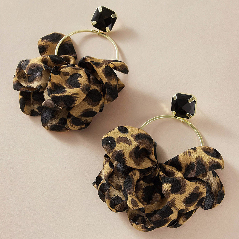 Geometric Leopard Print Resin Drop Earrings For Women