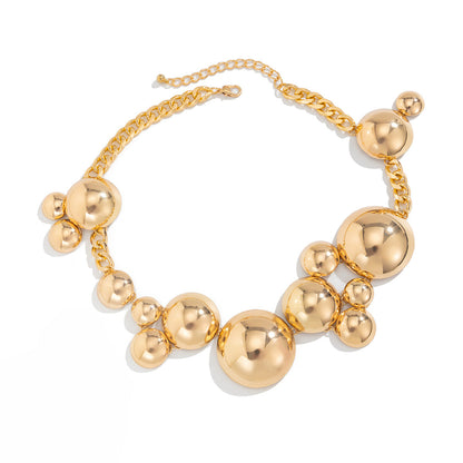 Trendy Geometric Metal Pendant Necklace And Bracelet Set
