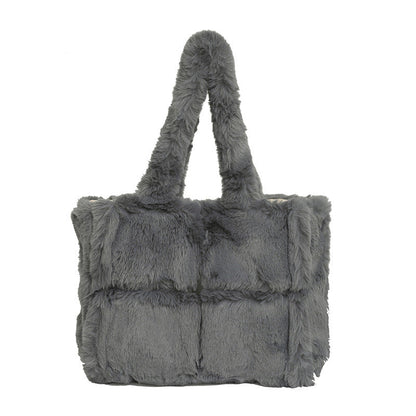 Plush Tote Bag Large Capacity Stylish Shoulder Bag