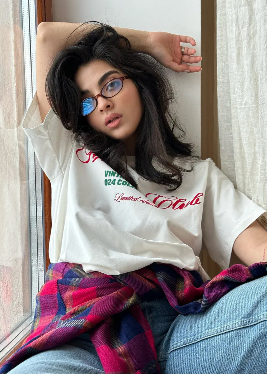 Oversized Cotton T Shirt With Graphic Lettering