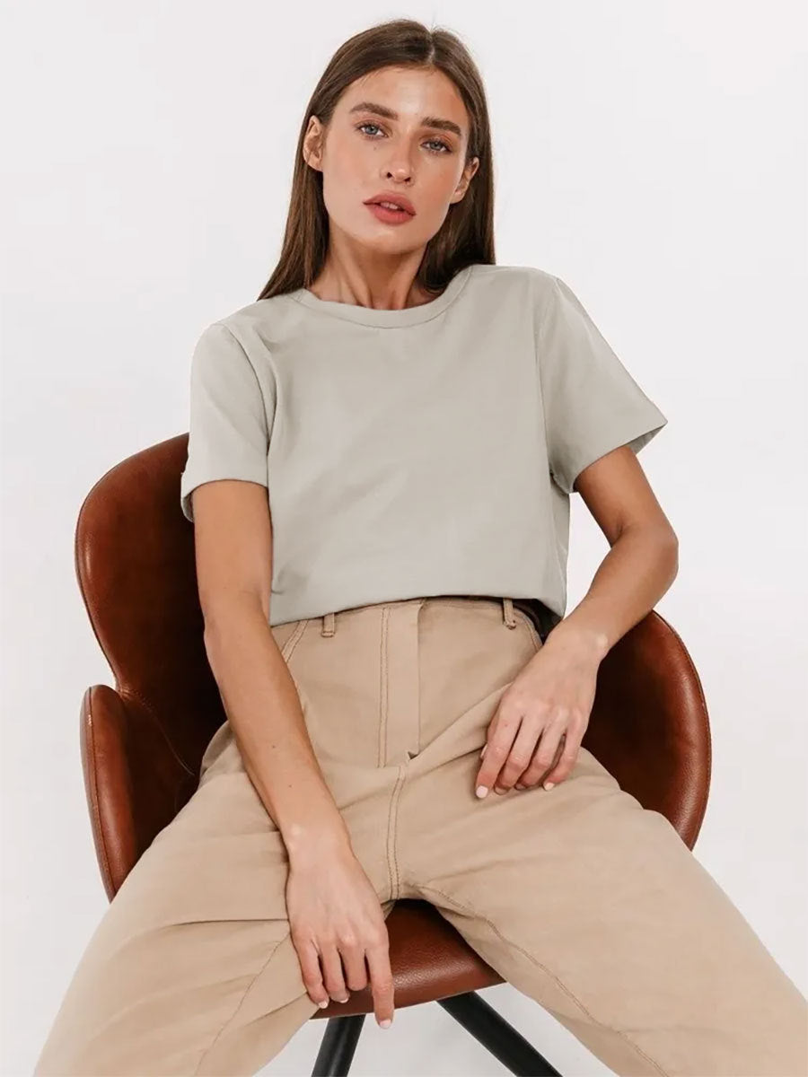 Casual Solid Cotton Short Sleeve T-Shirt for Everyday Wear