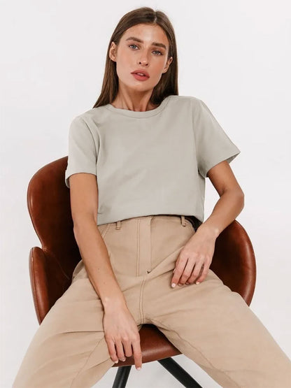 Casual Solid Cotton Short Sleeve T-Shirt for Everyday Wear