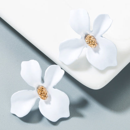Trendy Floral Alloy Earrings Casual Chic Ear Studs