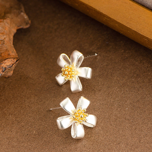 Floral Design Copper Earrings Stylish Casual Ear Studs