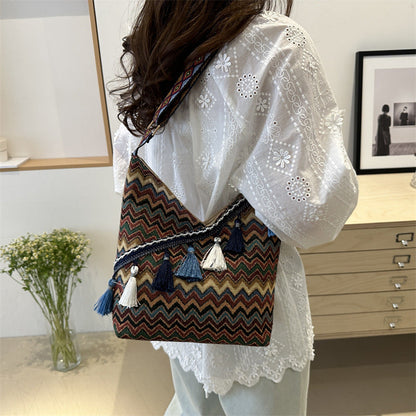 Trendy Bohemian Shoulder Bag Stylish Large Capacity Crossbody Bag