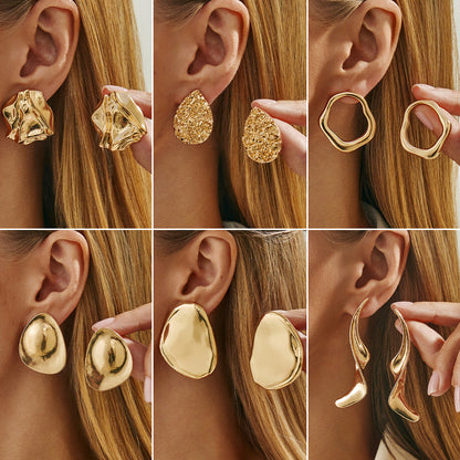 Fashion Liquid Metal Droplet Earrings Geometric Design