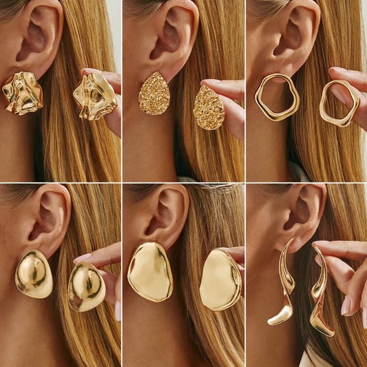 Fashion Liquid Metal Droplet Earrings Geometric Design