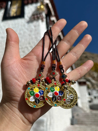 Tibetan Folk Talisman Ornament Colorful Six-Character Mantra Pendant Natal Year Keychain Keychain