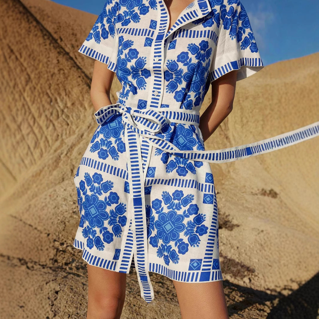 Spot Summer Casual Women'S Fashion Printed Strap Dress