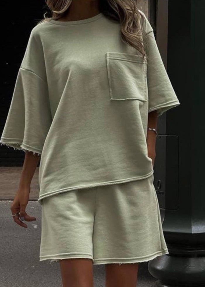 Oversized Cotton Lounge Tee And Shorts Set