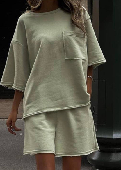 Oversized Cotton Lounge Tee And Shorts Set
