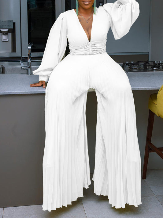 Chic Elegant Mesh Jumpsuit With Wide Legs