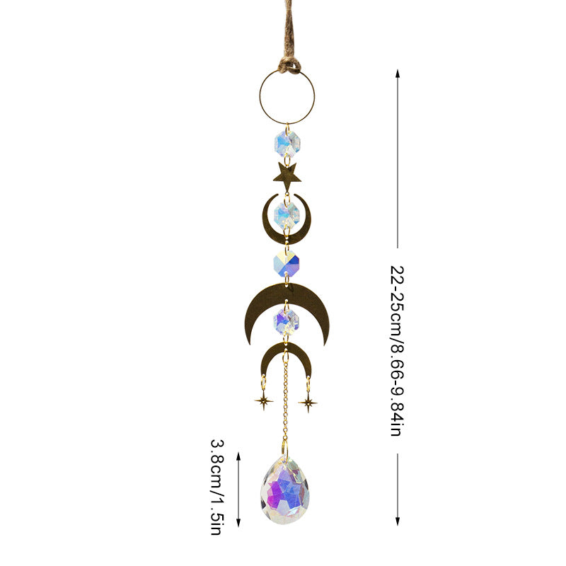 Gold Moon Hanging Colorful Crystal Decoration