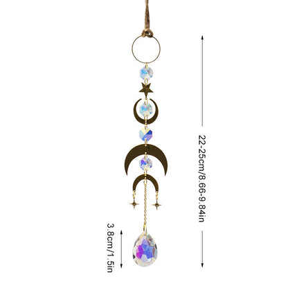 Gold Moon Hanging Colorful Crystal Decoration