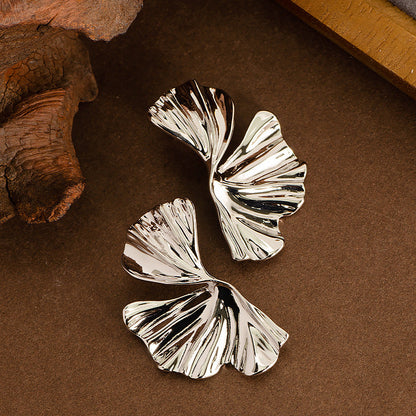 Stylish Ginkgo Leaf Metal Earrings For Women