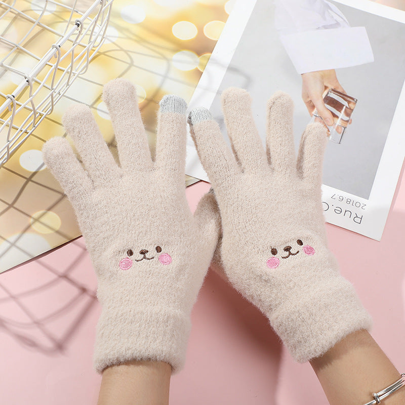 Cute Cat Paw Touchscreen Winter Gloves Warm Knitted Mittens