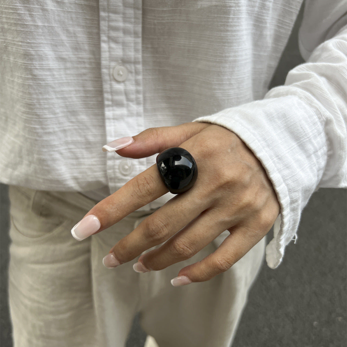 Colorful Resin Rings Geometric Design For Women