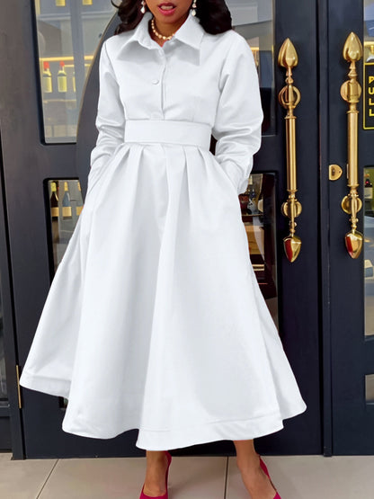 Women鈥檚 Elegant A-Line Dress With Belt