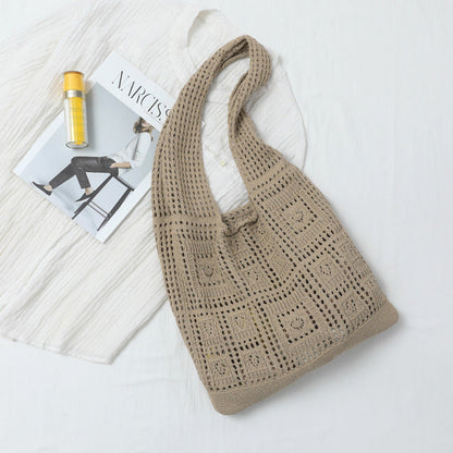 Solid Color Hollow Braided Shoulder Bags