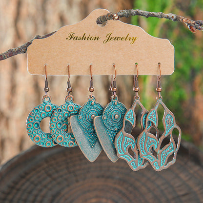Vintage Geometric Hollow Earrings Alloy Holiday Style