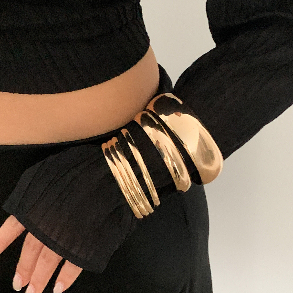 Trendy Metal Geometric Cuff Bracelet Set