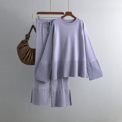 2+ Round Neck Side Split Knit Sets