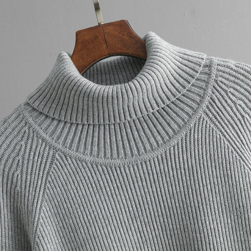 Solid Color Turtleneck Thicken Knit Sweater