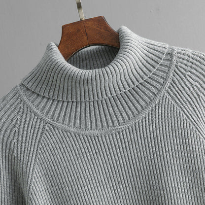 Solid Color Turtleneck Thicken Knit Sweater