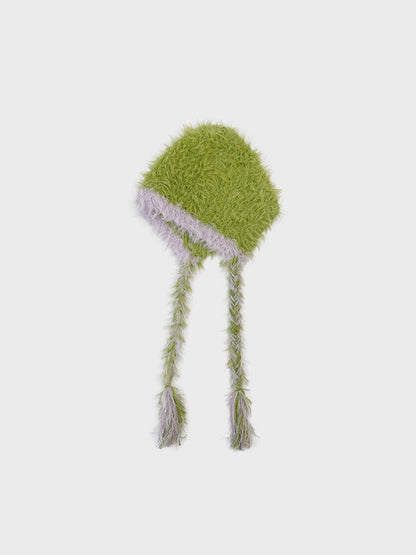 Winter Fuzzy Long Braided Ear Flaps Beanie Hat