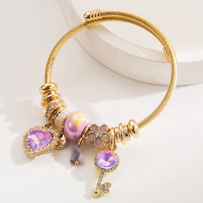 Fashionable Adjustable Heart Charm Bracelet for Couples