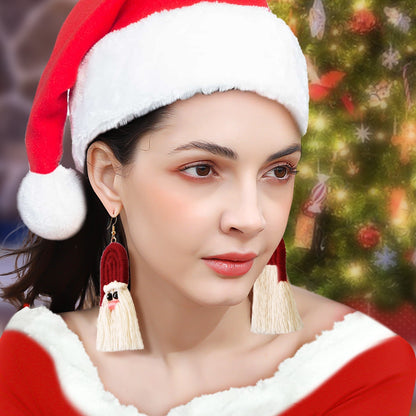 Christmas Earrings Female Creative Cartoon Christmas Bohemian Tassel Woven Handmade Earrings
