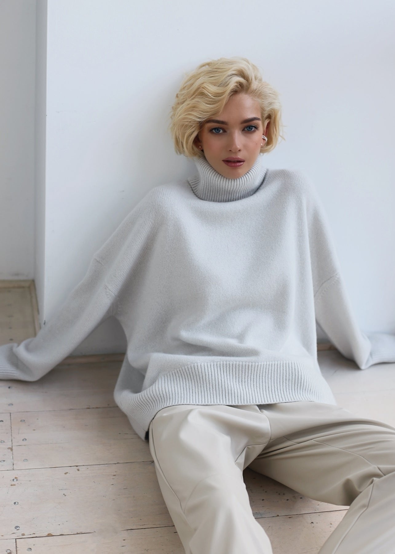 Oversized Knit Sweater With Turtleneck Collar