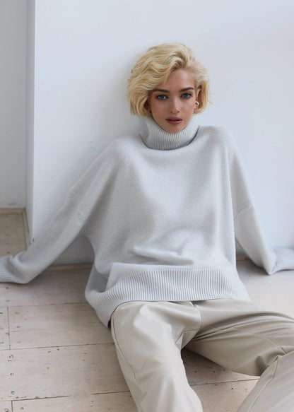 Oversized Knit Sweater With Turtleneck Collar