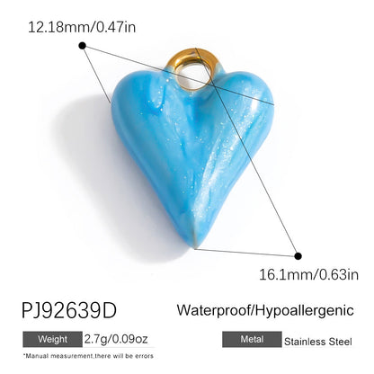 Colorful Oil-Drop Fish Heart Pendant Steel DIY Jewelry Accessories
