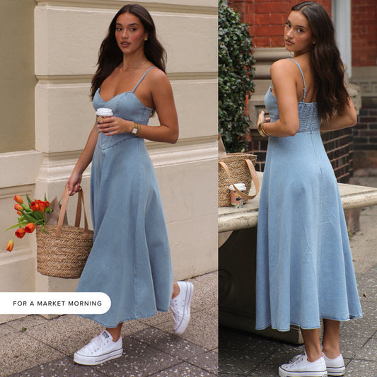 2025 Summer Women'S Clothing New Sleeveless Suspender Thin Imitation Denim Dress