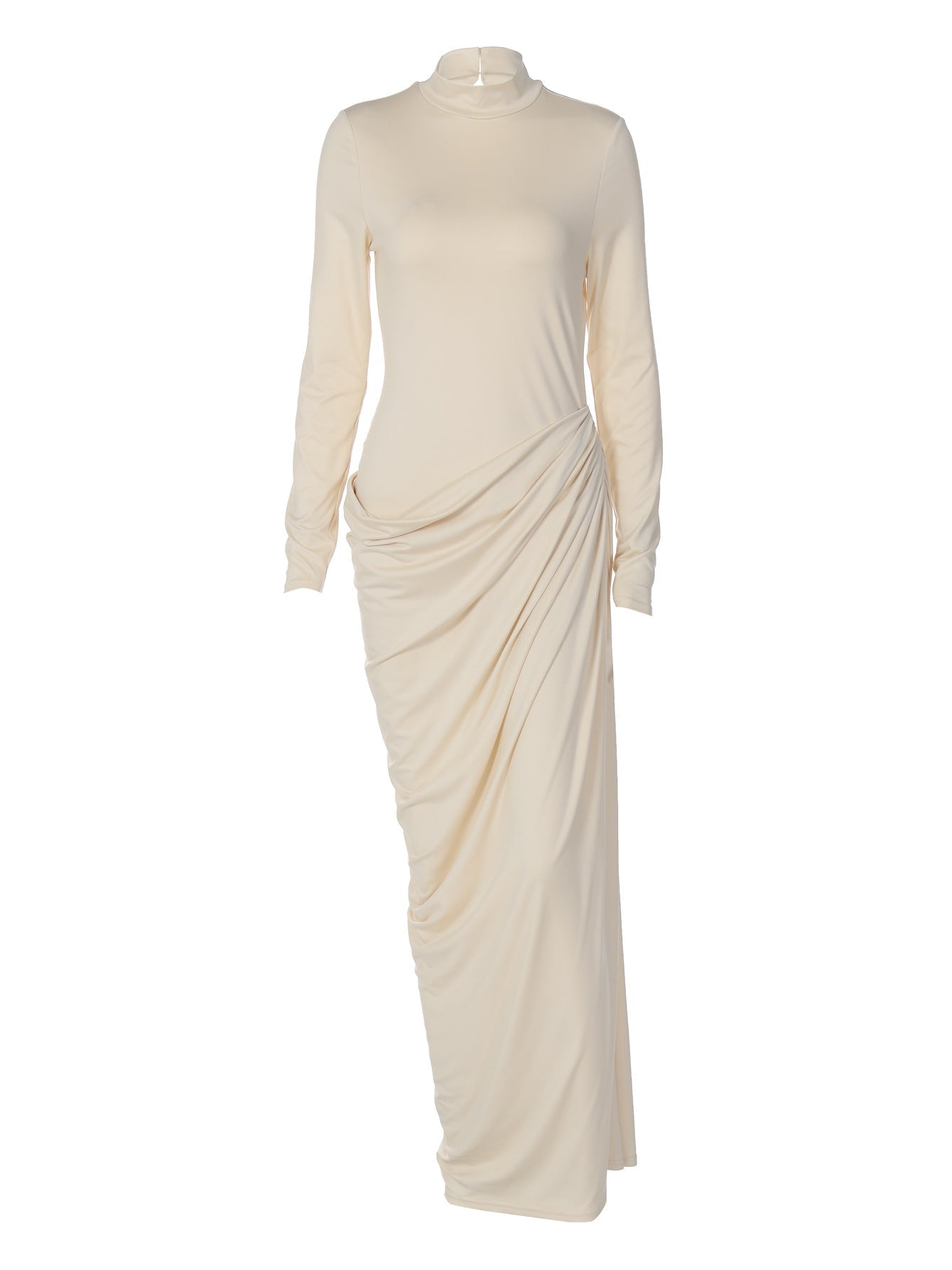 Elegant V-Neck Button Back Long Sleeve Dress