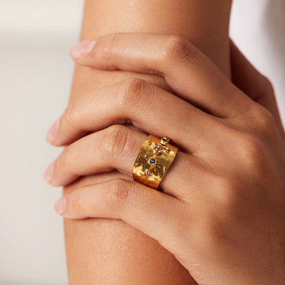 Colorful Zircon Adjustable Ring