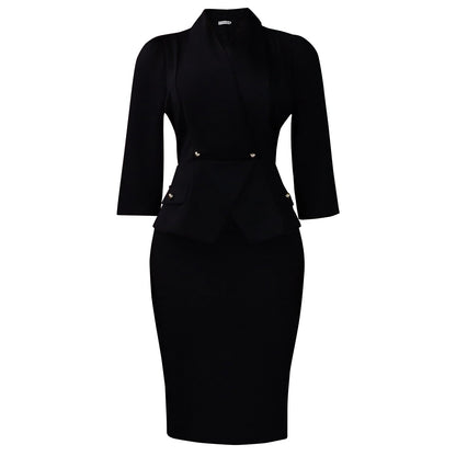 Elegant High Neck Dress With Midi Length