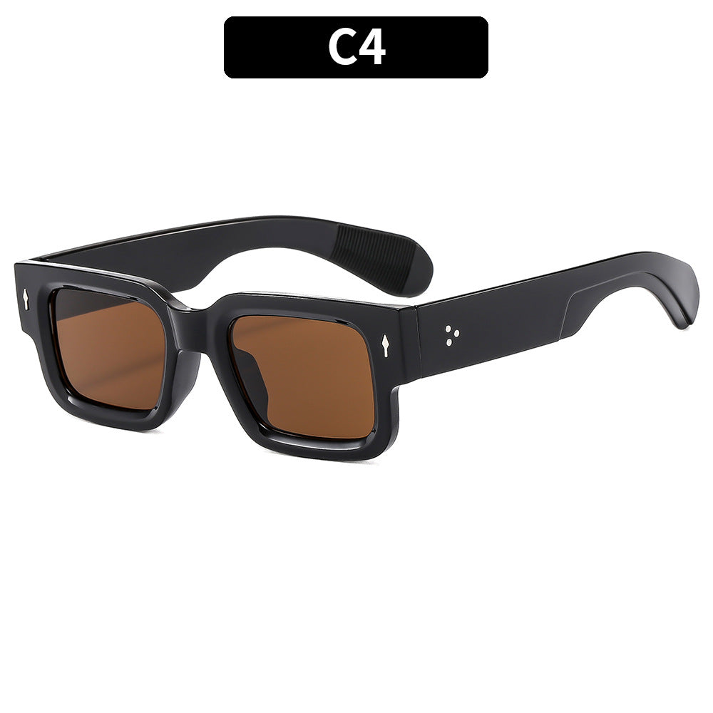 Trendy Square Sunglasses for Men with Arrow Design, UV400 Protection, Versatile Style