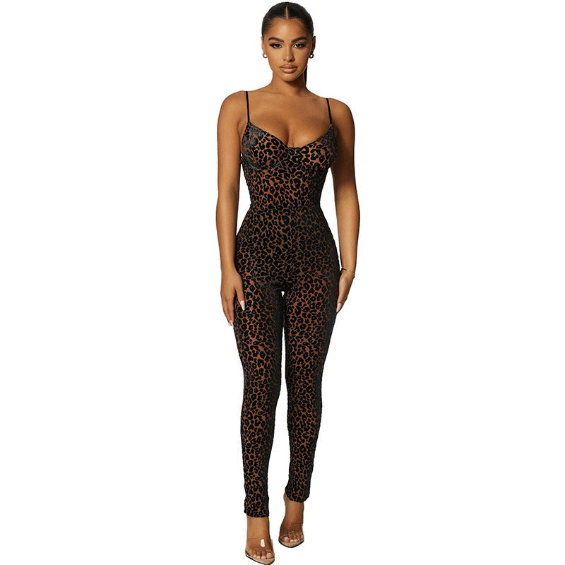 Sexy Low-Cut Sleeveless Velvet Bodysuit For Women