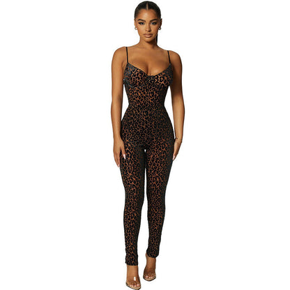 Sexy Low-Cut Sleeveless Velvet Bodysuit For Women