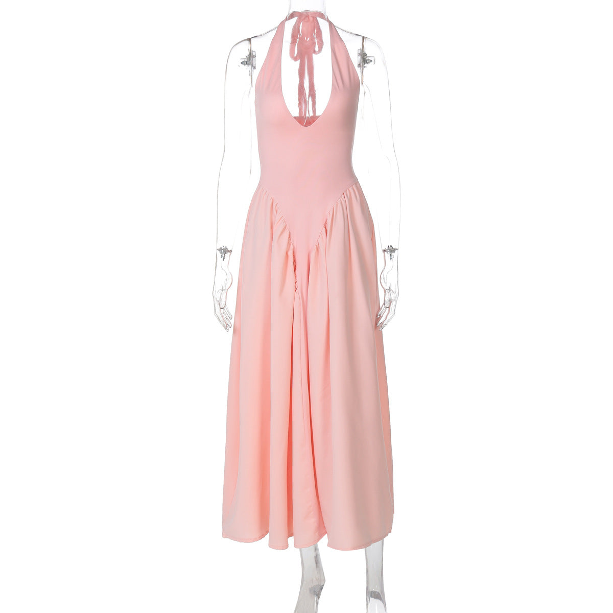 Deep V Lace Hollow-Out Maxi Dress Elegant Casual Dress
