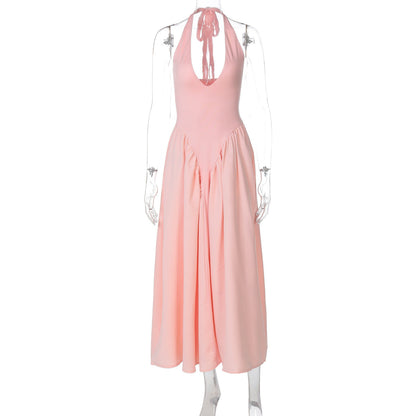 Deep V Lace Hollow-Out Maxi Dress Elegant Casual Dress