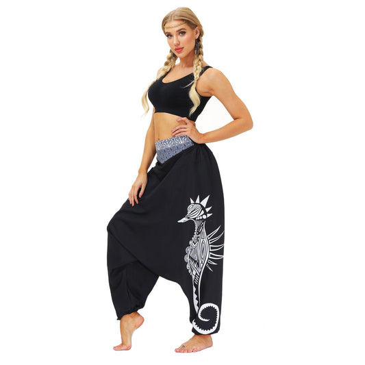 Printed Neutral Harem Pants Hip Hop Casual Pants